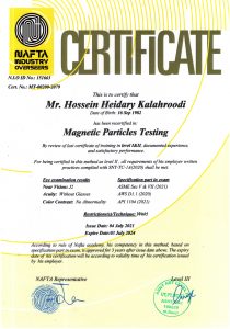 گواهی تست Magnetic Particle